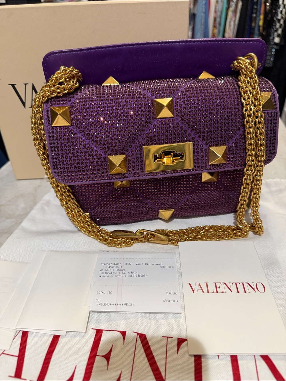 Rare Stunning Valentino Rockstud Shoulder Bag Purple Shoulder Bags, like New - Picture 4 of 13